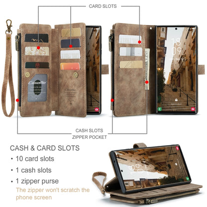 For Samsung Galaxy S23 Ultra 5G CaseMe C30 Multifunctional Leather Phone Case(Brown) - Galaxy S23 Ultra 5G Cases by CaseMe | Online Shopping UK | buy2fix