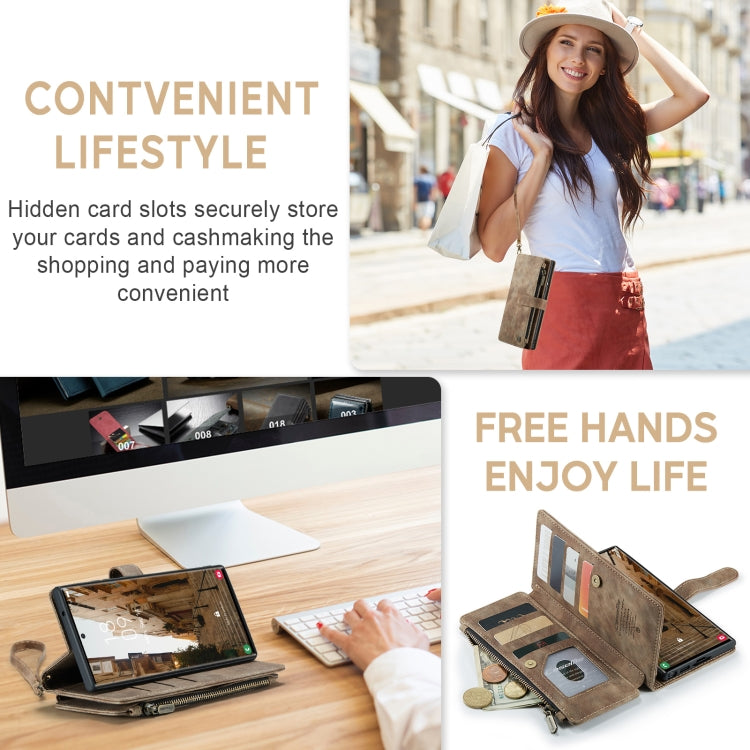 For Samsung Galaxy S23 Ultra 5G CaseMe C30 Multifunctional Leather Phone Case(Brown) - Galaxy S23 Ultra 5G Cases by CaseMe | Online Shopping UK | buy2fix