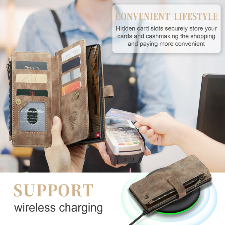 For Samsung Galaxy S23 Ultra 5G CaseMe C30 Multifunctional Leather Phone Case(Brown) - Galaxy S23 Ultra 5G Cases by CaseMe | Online Shopping UK | buy2fix