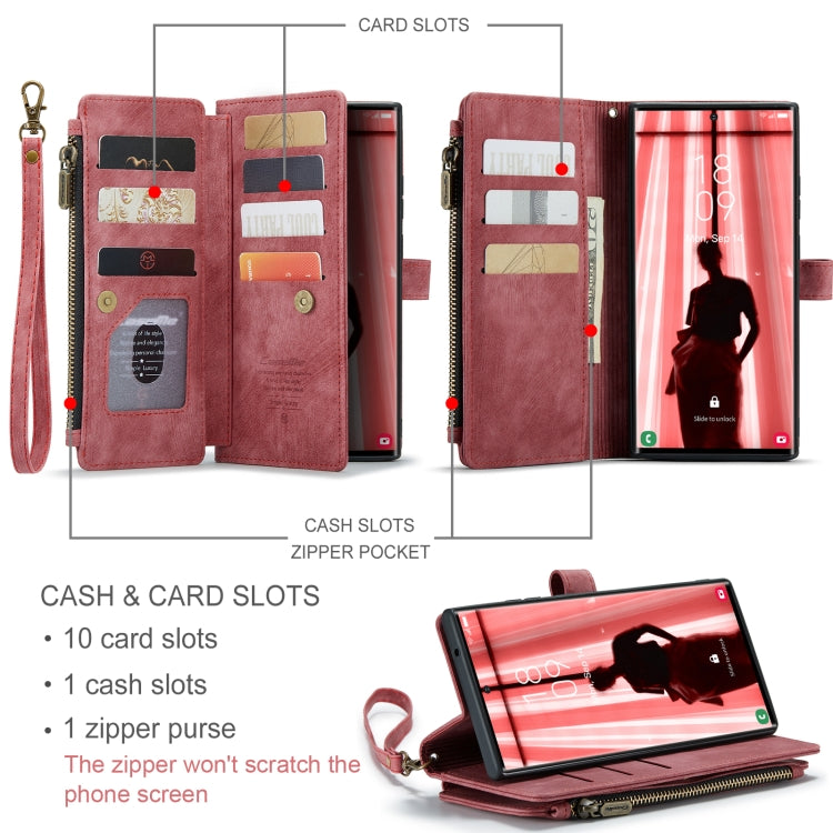 For Samsung Galaxy S23 Ultra 5G CaseMe C30 Multifunctional Leather Phone Case(Red) - Galaxy S23 Ultra 5G Cases by CaseMe | Online Shopping UK | buy2fix
