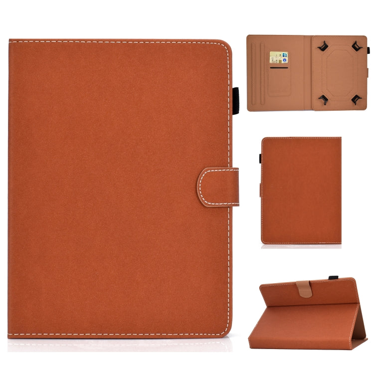 For 8 inch Solid Color Tablet PC Universal Magnetic Horizontal Flip Leather Case with Card Slots & Holder(Brown) - 8 inch by buy2fix | Online Shopping UK | buy2fix