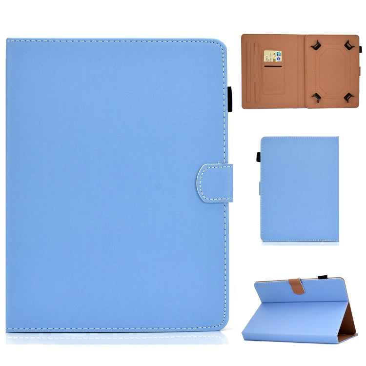 For 10 inch Solid Color Tablet PC Universal Magnetic Horizontal Flip Leather Case with Card Slots & Holder(Blue) - 10 - 11 inch by buy2fix | Online Shopping UK | buy2fix