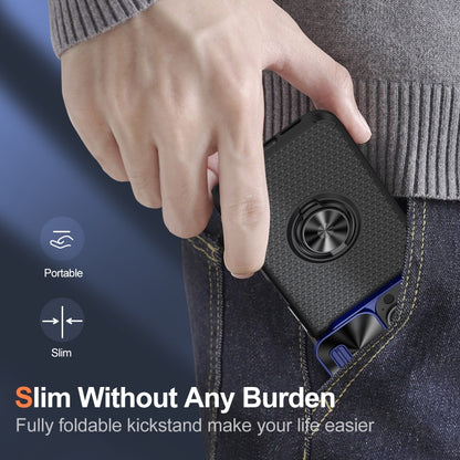 For iPhone 14 Plus Sliding Camshield Armor Phone Case with Ring Holder(Blue Black) - iPhone 14 Plus Cases by buy2fix | Online Shopping UK | buy2fix