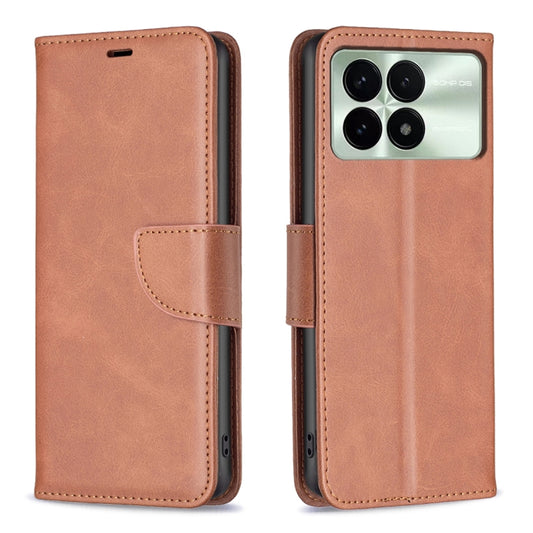 For Xiaomi Redmi K70 / K70 Pro Lambskin Texture Pure Color Flip Leather Phone Case(Brown) - Xiaomi Cases by buy2fix | Online Shopping UK | buy2fix
