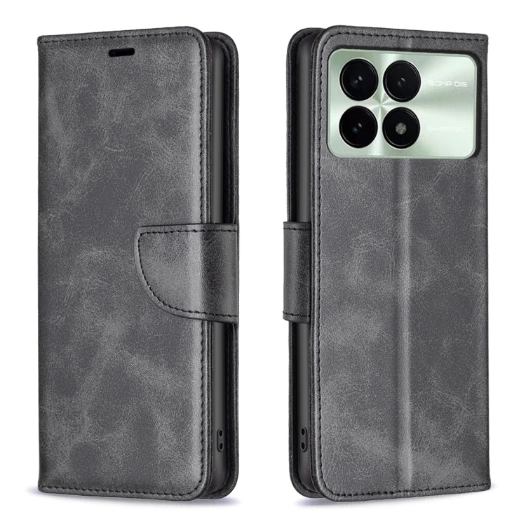 For Xiaomi Redmi K70 / K70 Pro Lambskin Texture Pure Color Flip Leather Phone Case(Black) - Xiaomi Cases by buy2fix | Online Shopping UK | buy2fix