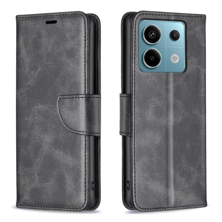 For Xiaomi Redmi Note 13 Pro 4G Global Lambskin Texture Pure Color Flip Leather Phone Case(Black) - Xiaomi Cases by buy2fix | Online Shopping UK | buy2fix