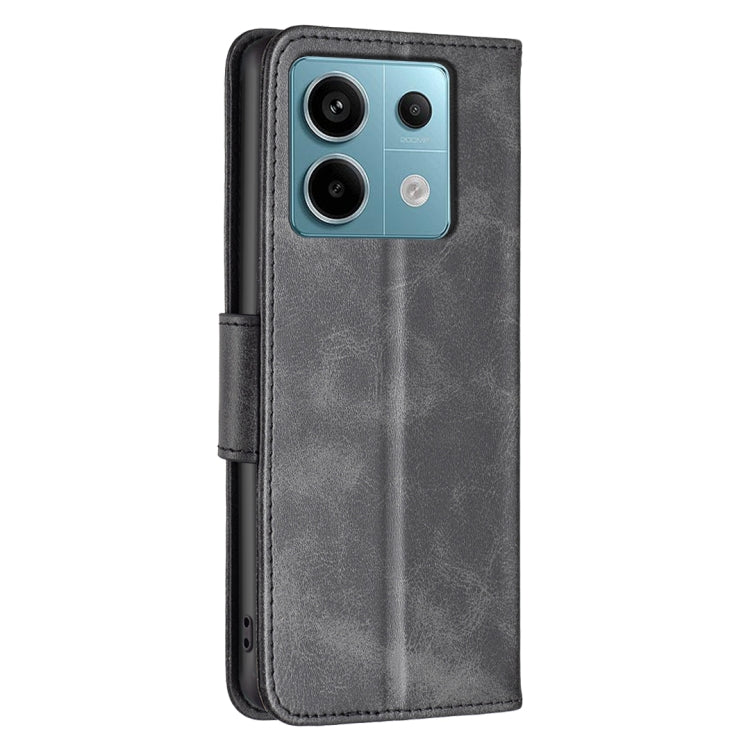 For Xiaomi Redmi Note 13 Pro 4G Global Lambskin Texture Pure Color Flip Leather Phone Case(Black) - Xiaomi Cases by buy2fix | Online Shopping UK | buy2fix