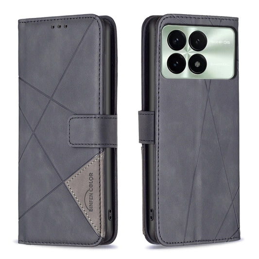 For Xiaomi Redmi K70 / K70 Pro Magnetic Buckle Rhombus Texture Leather Phone Case(Black) - Xiaomi Cases by buy2fix | Online Shopping UK | buy2fix