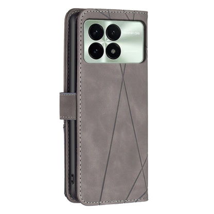 For Xiaomi Redmi K70 / K70 Pro Magnetic Buckle Rhombus Texture Leather Phone Case(Grey) - Xiaomi Cases by buy2fix | Online Shopping UK | buy2fix
