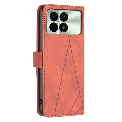 For Xiaomi Redmi K70 / K70 Pro Magnetic Buckle Rhombus Texture Leather Phone Case(Brown) - Xiaomi Cases by buy2fix | Online Shopping UK | buy2fix