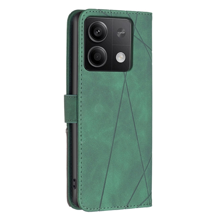 For Xiaomi Redmi Note 13 4G Global Magnetic Buckle Rhombus Texture Leather Phone Case(Green) - Xiaomi Cases by buy2fix | Online Shopping UK | buy2fix