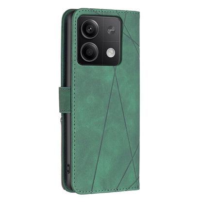 For Xiaomi Redmi Note 13 4G Global Magnetic Buckle Rhombus Texture Leather Phone Case(Green) - Xiaomi Cases by buy2fix | Online Shopping UK | buy2fix