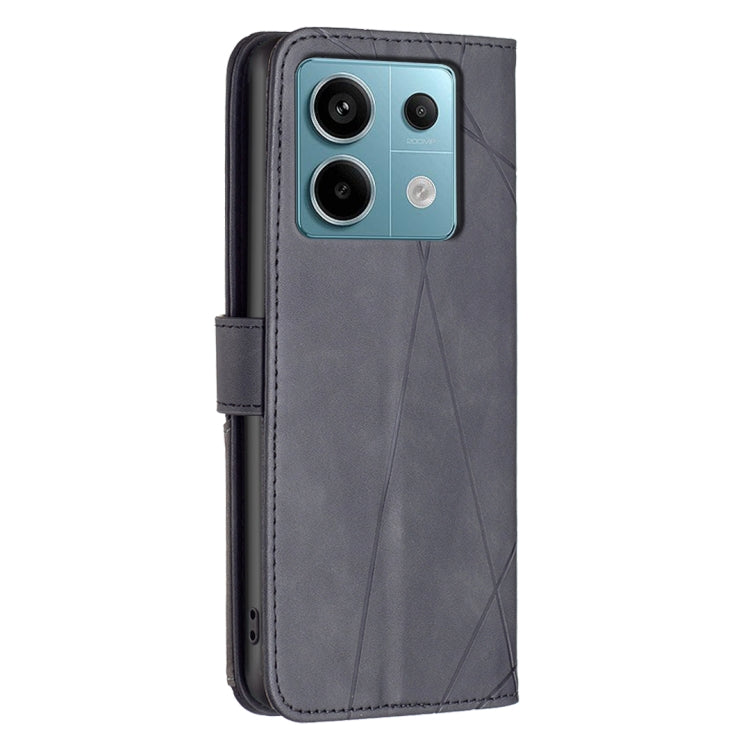 For Xiaomi Redmi Note 13 Pro 4G Global Magnetic Buckle Rhombus Texture Leather Phone Case(Black) - Xiaomi Cases by buy2fix | Online Shopping UK | buy2fix