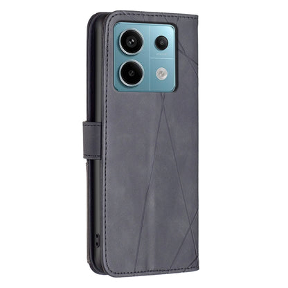 For Xiaomi Redmi Note 13 Pro 4G Global Magnetic Buckle Rhombus Texture Leather Phone Case(Black) - Xiaomi Cases by buy2fix | Online Shopping UK | buy2fix
