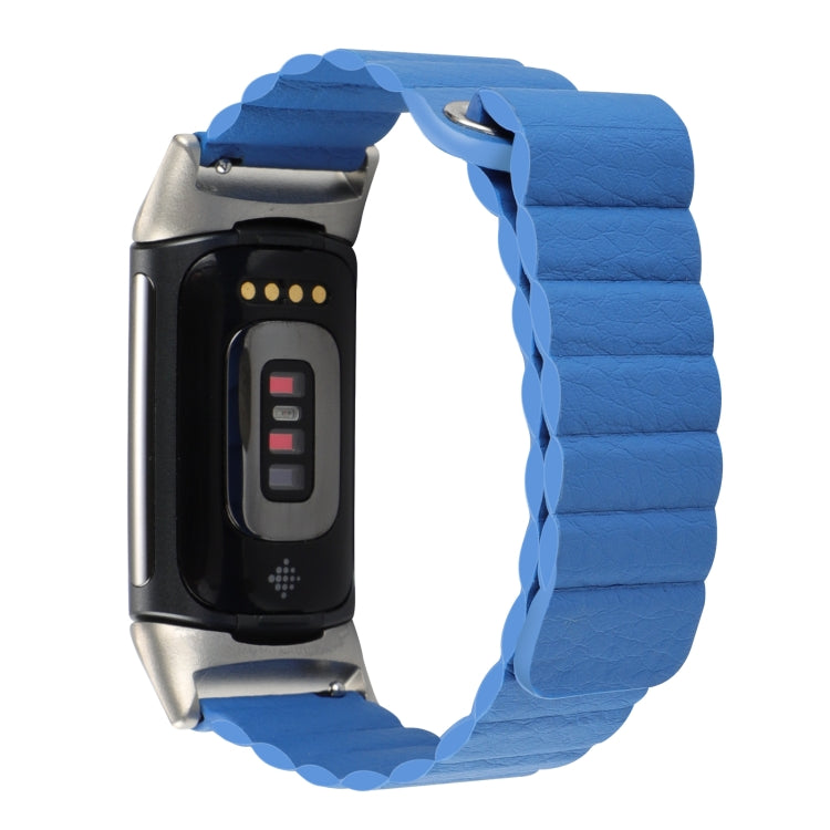 For Fitbit Charge 5 Magnetic Loop Leather Watch Band(Sky Blue) by buy2fix