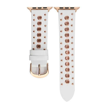 Punk Rivet Genuine Leather Watch Band For Apple Watch Ultra 49mm&Watch Ultra 2 49mm / Series 9&8&7 45mm / SE 3&SE 2&6&SE&5&4 44mm / 3&2&1 42mm(White) by buy2fix