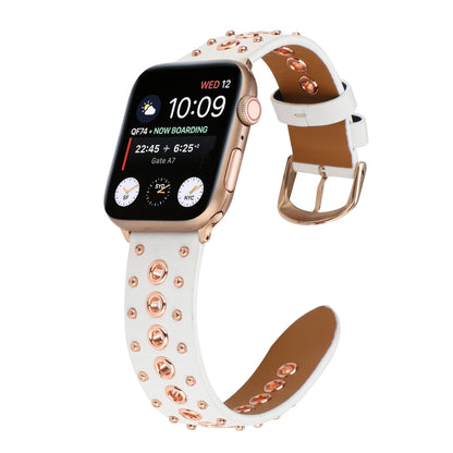 Punk Rivet Genuine Leather Watch Band For Apple Watch Ultra 49mm&Watch Ultra 2 49mm / Series 9&8&7 45mm / SE 3&SE 2&6&SE&5&4 44mm / 3&2&1 42mm(White) by buy2fix
