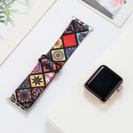 Ethnic Style Buckle Elastic Watch Band For Apple Watch Ultra 49mm&Watch Ultra 2 49mm / Series 9&8&7 45mm / SE 3&SE 2&6&SE&5&4 44mm / 3&2&1 42mm(Colorful Totem) by buy2fix