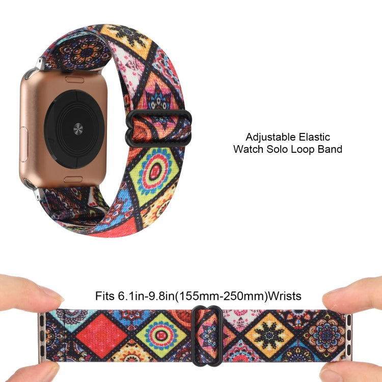 Ethnic Style Buckle Elastic Watch Band For Apple Watch Ultra 49mm&Watch Ultra 2 49mm / Series 9&8&7 45mm / SE 3&SE 2&6&SE&5&4 44mm / 3&2&1 42mm(Colorful Totem) by buy2fix
