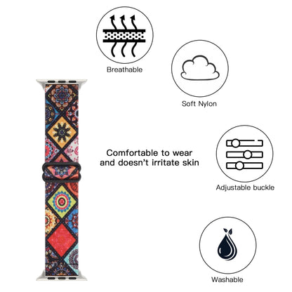 Ethnic Style Buckle Elastic Watch Band For Apple Watch Ultra 49mm&Watch Ultra 2 49mm / Series 9&8&7 45mm / SE 3&SE 2&6&SE&5&4 44mm / 3&2&1 42mm(Colorful Totem) by buy2fix