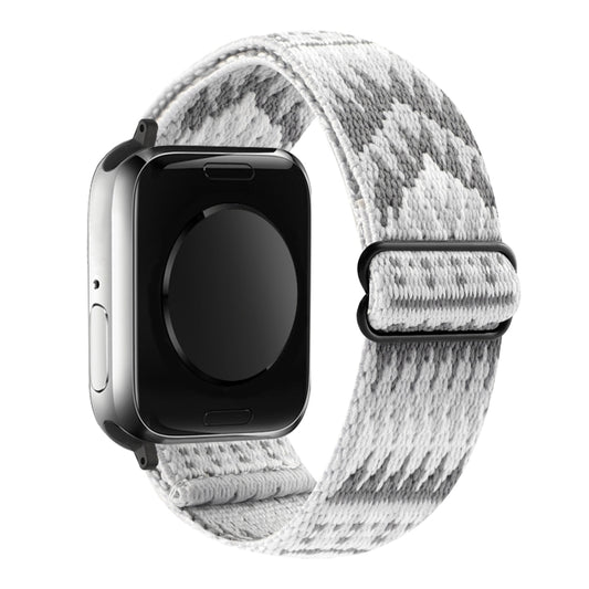Ethnic Style Buckle Elastic Watch Band For Apple Watch Ultra 49mm&Watch Ultra 2 49mm / Series 9&8&7 45mm / SE 3&SE 2&6&SE&5&4 44mm / 3&2&1 42mm(Grey-white Diagonal Triangle) by buy2fix