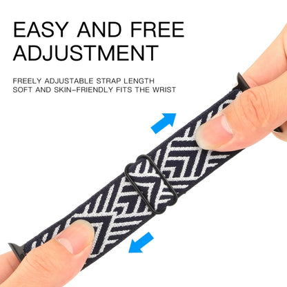Ethnic Style Buckle Elastic Watch Band For Apple Watch Ultra 49mm&Watch Ultra 2 49mm / Series 9&8&7 45mm / SE 3&SE 2&6&SE&5&4 44mm / 3&2&1 42mm(Green-white Arrow) by buy2fix
