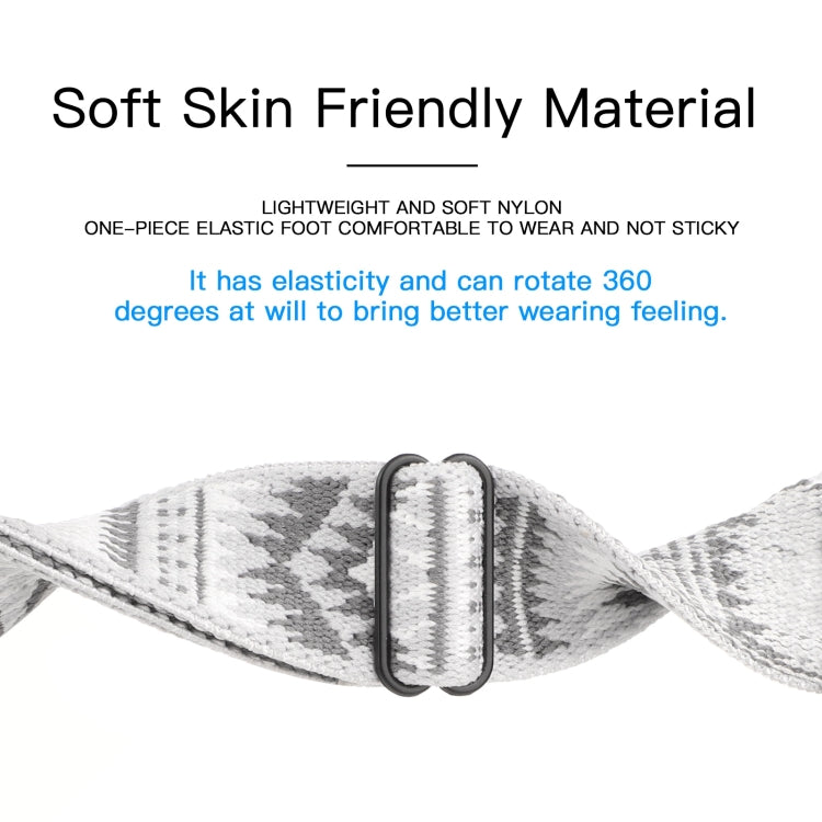 Ethnic Style Buckle Elastic Watch Band For Apple Watch Ultra 49mm&Watch Ultra 2 49mm / Series 9&8&7 45mm / SE 3&SE 2&6&SE&5&4 44mm / 3&2&1 42mm(Brown-white Triangle) by buy2fix