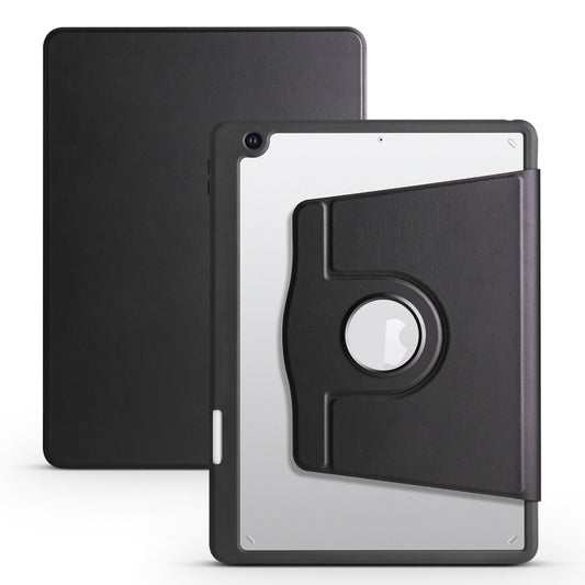 For iPad 10.2 2022 / 2021 / 2020 / 2019 Acrylic 360 Degree Rotation Holder Tablet Leather Case(Black) - iPad 10.2 Cases by buy2fix | Online Shopping UK | buy2fix