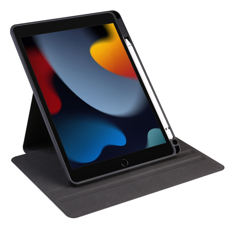 For iPad 10.2 2022 / 2021 / 2020 / 2019 Acrylic 360 Degree Rotation Holder Tablet Leather Case(Black) - iPad 10.2 Cases by buy2fix | Online Shopping UK | buy2fix