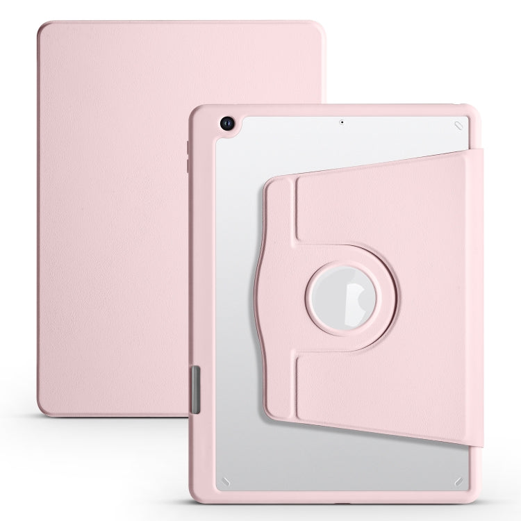 For iPad 10.2 2022 / 2021 / 2020 / 2019 Acrylic 360 Degree Rotation Holder Tablet Leather Case(Sand Pink) - iPad 10.2 Cases by buy2fix | Online Shopping UK | buy2fix