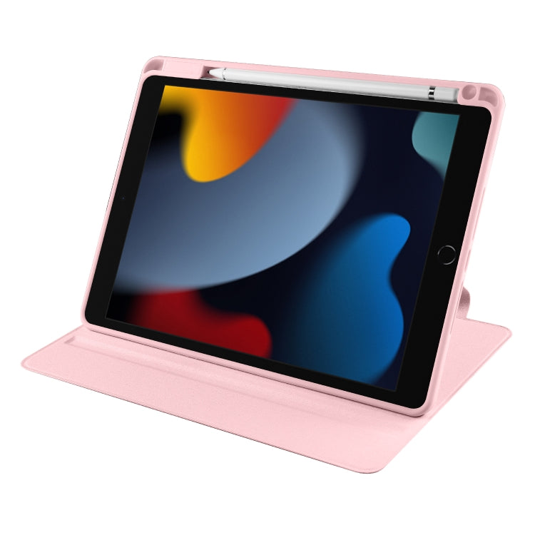 For iPad 10.2 2022 / 2021 / 2020 / 2019 Acrylic 360 Degree Rotation Holder Tablet Leather Case(Sand Pink) - iPad 10.2 Cases by buy2fix | Online Shopping UK | buy2fix