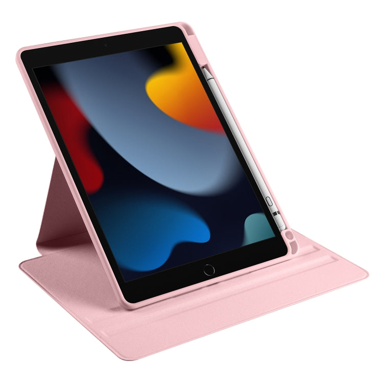 For iPad 10.2 2022 / 2021 / 2020 / 2019 Acrylic 360 Degree Rotation Holder Tablet Leather Case(Sand Pink) - iPad 10.2 Cases by buy2fix | Online Shopping UK | buy2fix