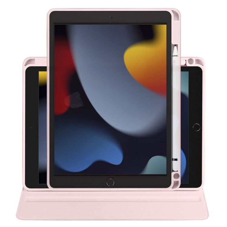For iPad 10.2 2022 / 2021 / 2020 / 2019 Acrylic 360 Degree Rotation Holder Tablet Leather Case(Sand Pink) - iPad 10.2 Cases by buy2fix | Online Shopping UK | buy2fix
