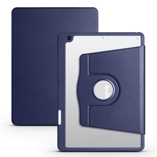 For iPad 10.2 2022 / 2021 / 2020 / 2019 Acrylic 360 Degree Rotation Holder Tablet Leather Case(Dark Blue) - iPad 10.2 Cases by buy2fix | Online Shopping UK | buy2fix