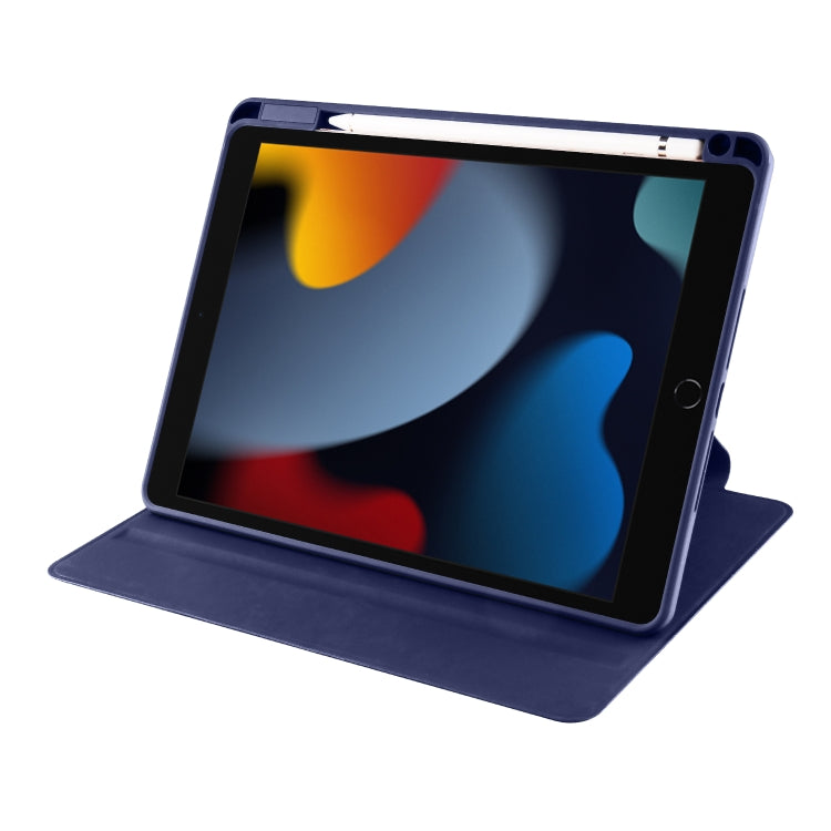 For iPad 10.2 2022 / 2021 / 2020 / 2019 Acrylic 360 Degree Rotation Holder Tablet Leather Case(Dark Blue) - iPad 10.2 Cases by buy2fix | Online Shopping UK | buy2fix