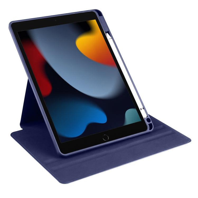 For iPad 10.2 2022 / 2021 / 2020 / 2019 Acrylic 360 Degree Rotation Holder Tablet Leather Case(Dark Blue) - iPad 10.2 Cases by buy2fix | Online Shopping UK | buy2fix