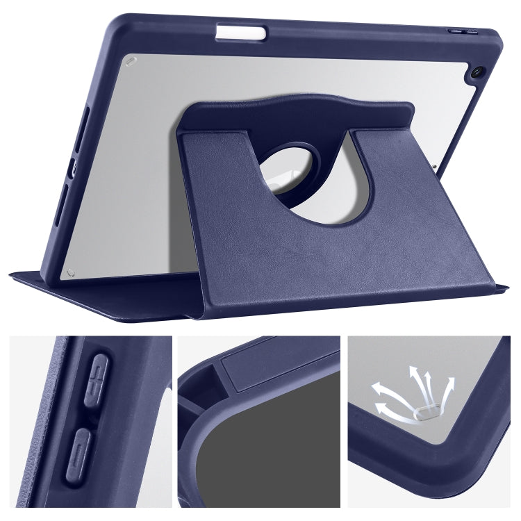 For iPad 10.2 2022 / 2021 / 2020 / 2019 Acrylic 360 Degree Rotation Holder Tablet Leather Case(Dark Blue) - iPad 10.2 Cases by buy2fix | Online Shopping UK | buy2fix