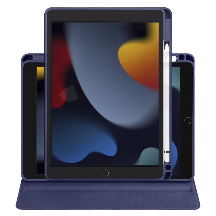 For iPad 10.2 2022 / 2021 / 2020 / 2019 Acrylic 360 Degree Rotation Holder Tablet Leather Case(Dark Blue) - iPad 10.2 Cases by buy2fix | Online Shopping UK | buy2fix