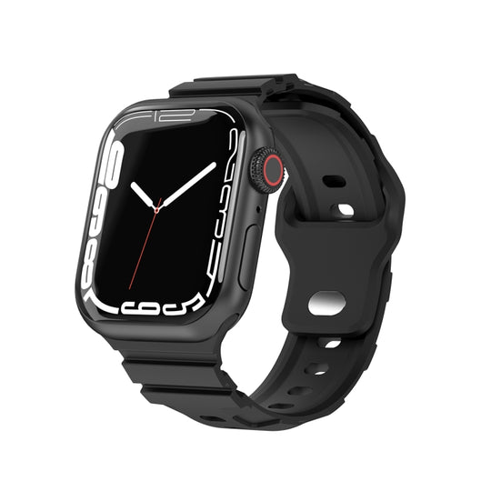 Sports Silicone Watch Band For Apple Watch Ultra 49mm&Watch Ultra 2 49mm / Series 9&8&7 45mm / SE 3&SE 2&6&SE&5&4 44mm / 3&2&1 42mm(Black)