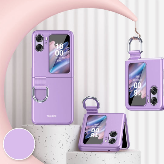 For OPPO Find N2 Flip Skin Feel Ultra-thin Ring Buckle Shockproof Phone Case(Purple)