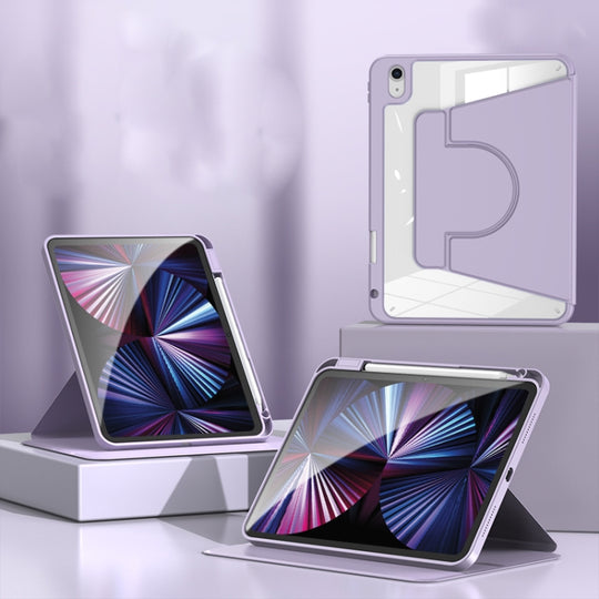 2 in 1 Acrylic Split Rotating Leather Tablet Case For iPad Air 13 2025 / 2024 / iPad Pro 12.9 2022 / 2020 / 2021 / 2018(Lavender)