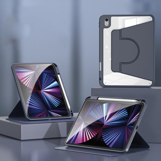 2 in 1 Acrylic Split Rotating Leather Tablet Case For iPad Air 13 2025 / 2024 / iPad Pro 12.9 2022 / 2020 / 2021 / 2018(Dark Blue)