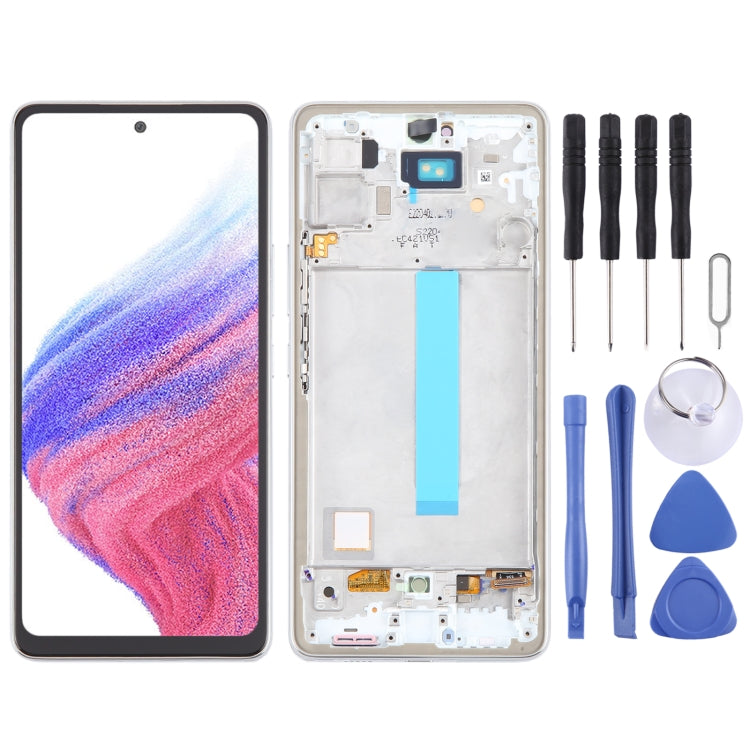 For Samsung Galaxy A53 5G SM-A536 6.48 inch OLED LCD Screen Digitizer Full Assembly with Frame (White) - LCD Screen by buy2fix | Online Shopping UK | buy2fix