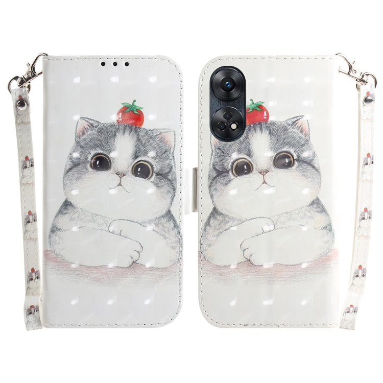 For OPPO Reno8 T 4G 3D Colored Horizontal Flip Leather Phone Case(Cute Cat) by buy2fix