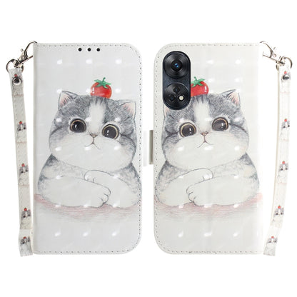 For OPPO Reno8 T 4G 3D Colored Horizontal Flip Leather Phone Case(Cute Cat) by buy2fix