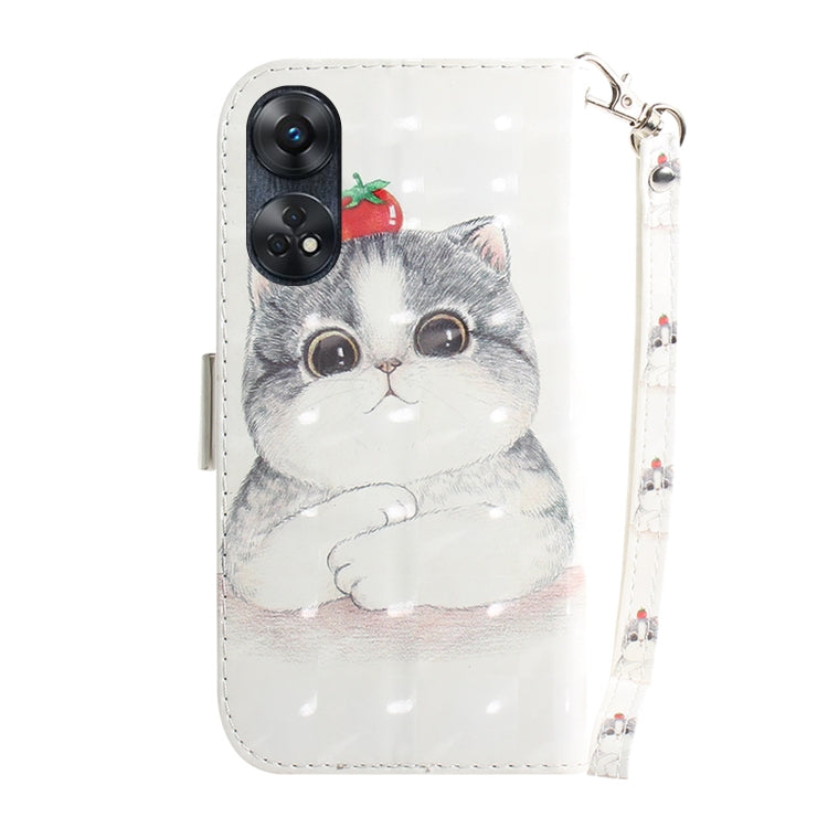 For OPPO Reno8 T 4G 3D Colored Horizontal Flip Leather Phone Case(Cute Cat) by buy2fix