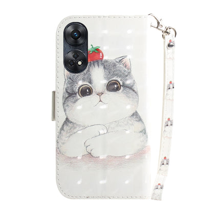 For OPPO Reno8 T 4G 3D Colored Horizontal Flip Leather Phone Case(Cute Cat) by buy2fix