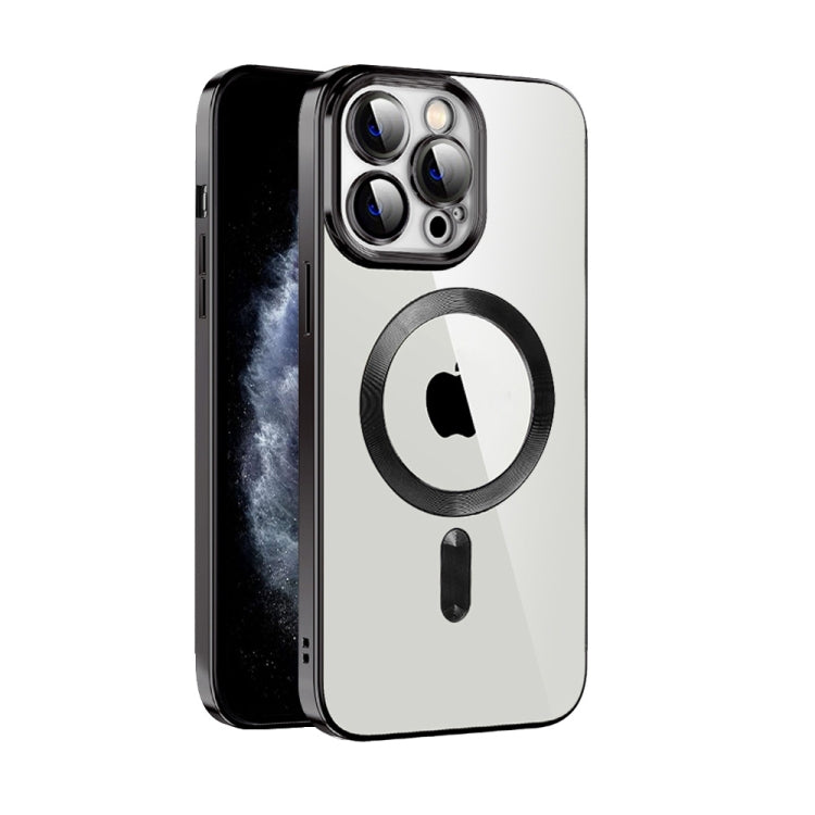 For iPhone 11 CD Texture Plating TPU MagSafe Phone Case with Lens Film(Black) by buy2fix