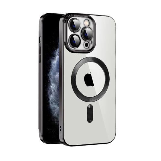 For iPhone 11 CD Texture Plating TPU MagSafe Phone Case with Lens Film(Black) by buy2fix