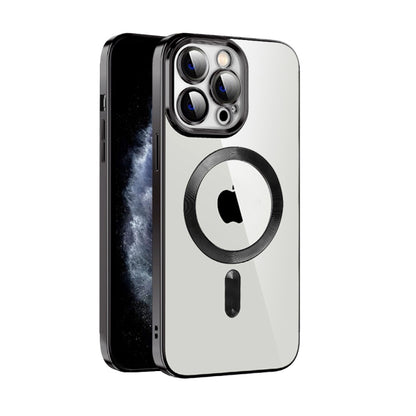 For iPhone 11 Pro Max CD Texture Plating TPU MagSafe Phone Case with Lens Film(Black) by buy2fix